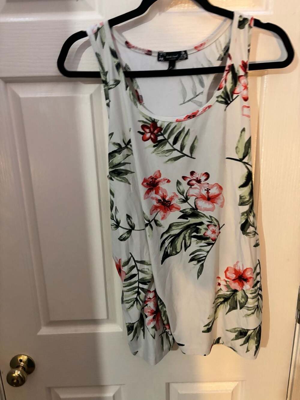 Derek Heart Maternity Floral Print Ruffled Racerrback Tank Top